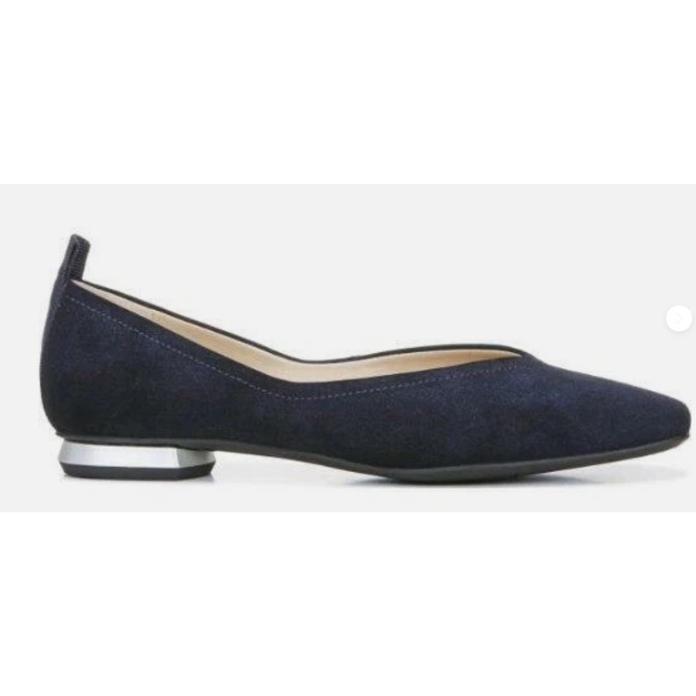 Franco Sarto Navy Blue Suede Square Toe Flats Metallic Heel Detail Women's 11M - Picture 3 of 3